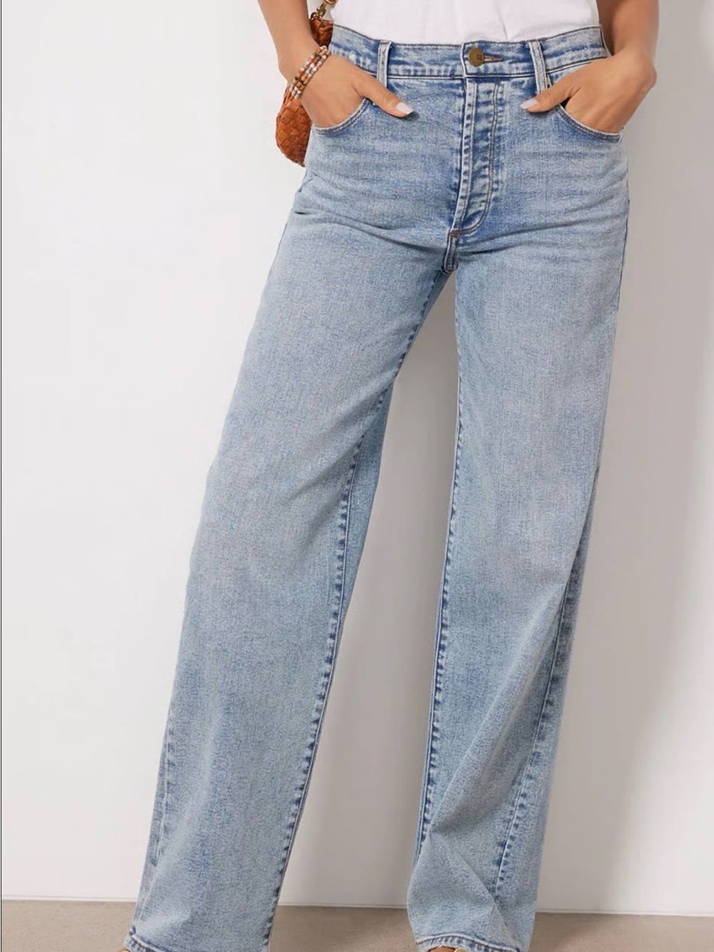 Evereve Light Blue High-Rise Wide Leg Jeans Sz 25